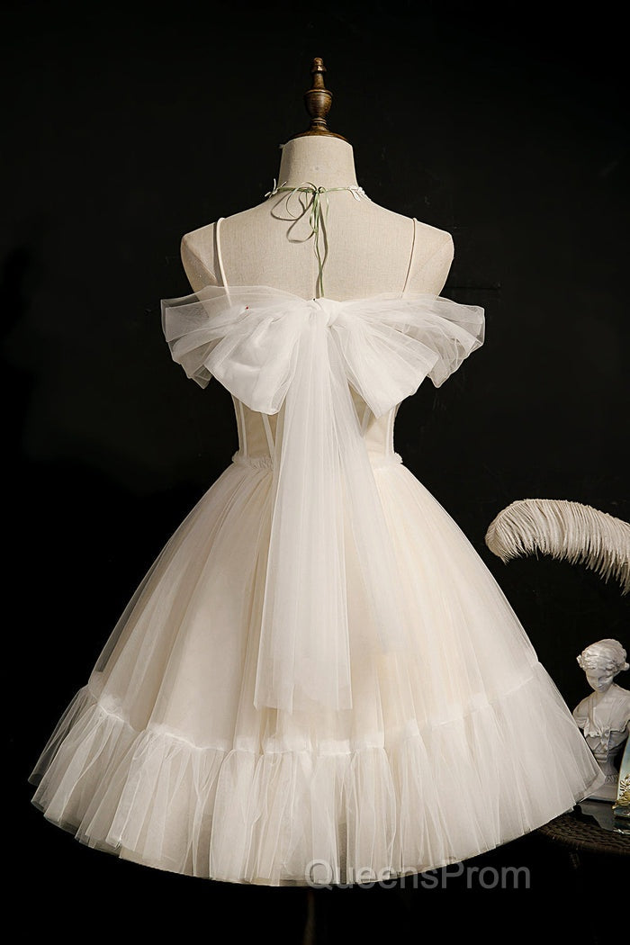 Cute Spaghetti Strap Tulle Short Homecoming Dress