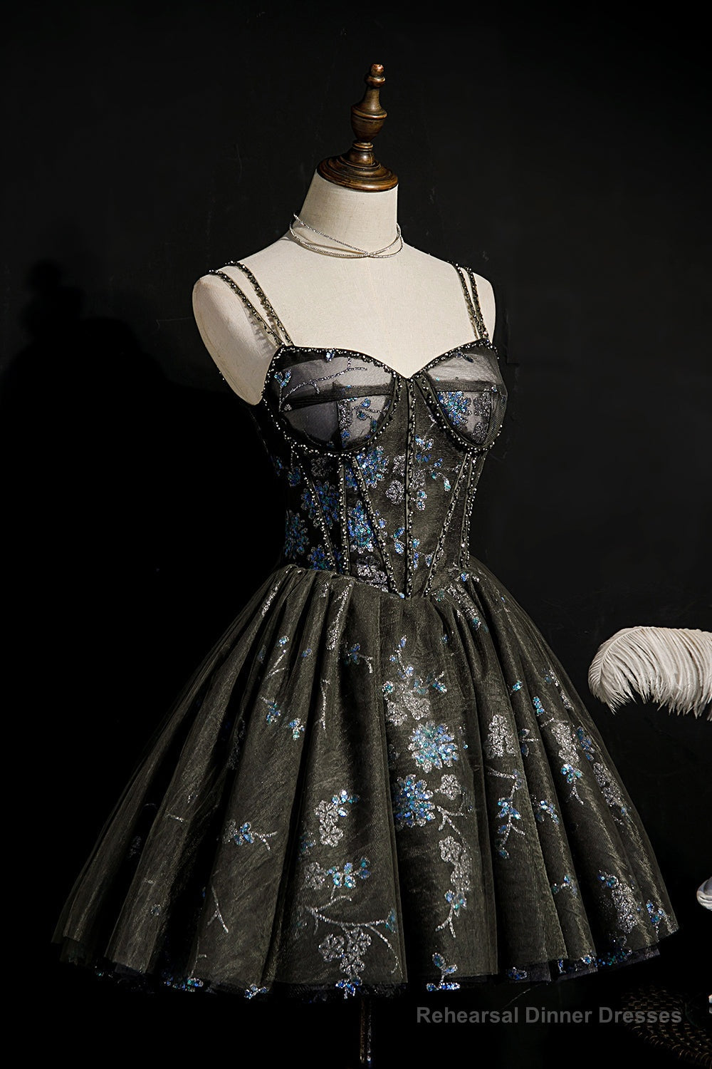 Dark Grey Sequins Lace Up Ball Gown Tulle Homecoming Dresses Secondary image