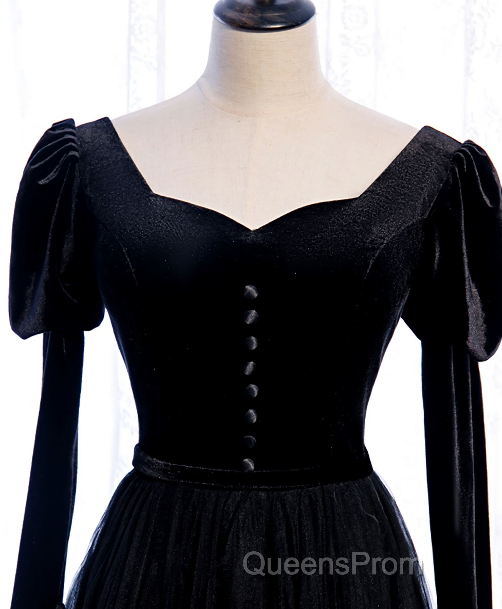 Black Tulle Long Evening Prom Dress, Black Tulle Formal Dress Secondary image