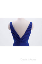 Royal Blue Pleated A-line Chiffon Long Bridesmaid Dress