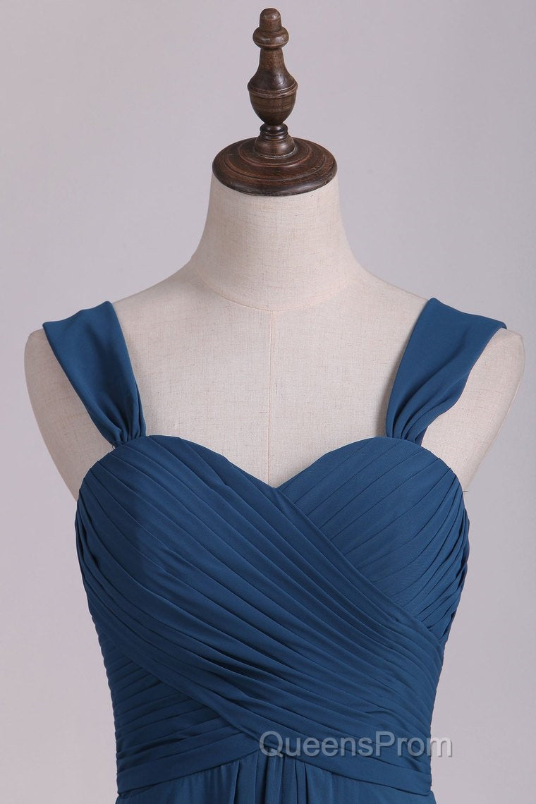 Navy Blue Chiffon Sweetheart A-Line Long Bridesmaid Dress Secondary image