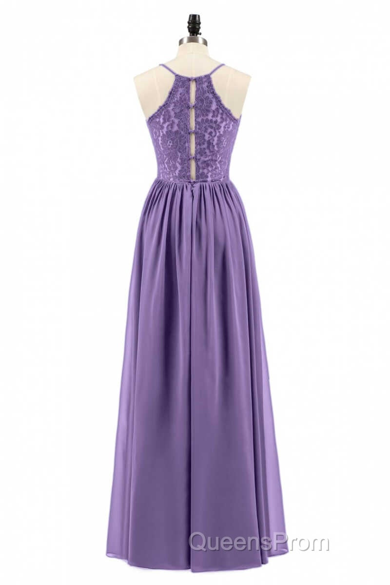 Purple Spaghetti Straps A-Line Long Bridesmaid Dress Secondary image