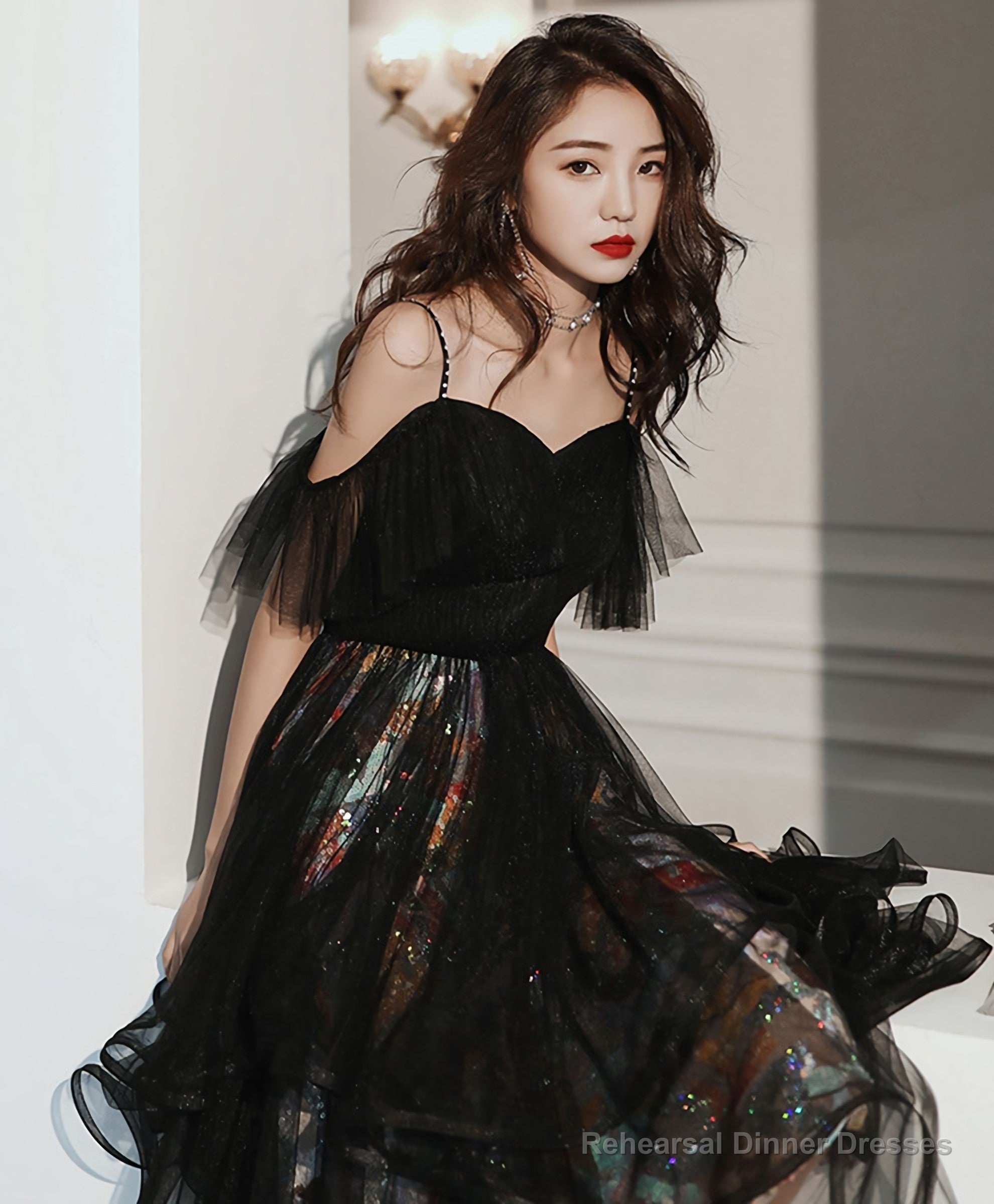 Black Tulle Short Prom Dress, Black Homecoming Dress