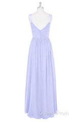 Lavender Chiffon V-Neck Backless Long Bridesmaid Dress