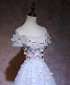 Cute Gray Blue Tulle Short Evening Prom Dress, Gray Homecoming Dress