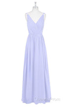 Lavender Chiffon V-Neck Backless Long Bridesmaid Dress