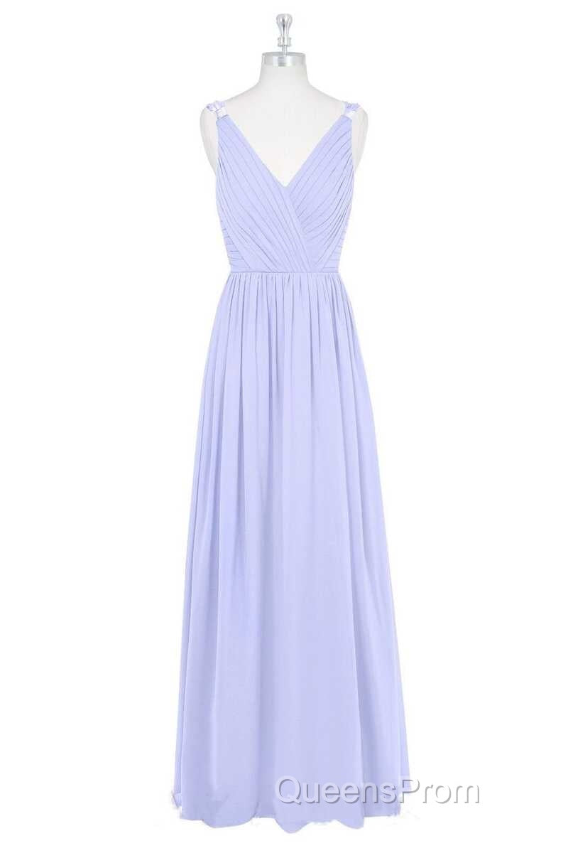 Lavender Chiffon V-Neck Backless Long Bridesmaid Dress