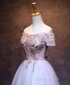 Cute Lace Applique Tulle Short Evening Prom Dress, Homecoming Dress