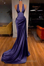 Halter V-Neck Mermaid Evening Prom Dress Elegant