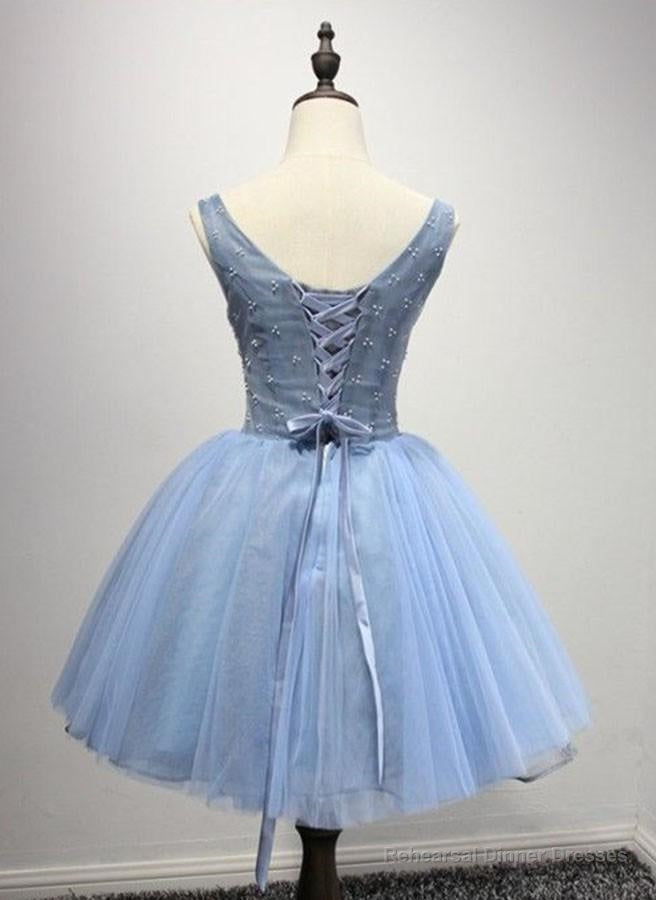 A-Line Crew Neck Blue Appliques Homecoming Dress 2025 Secondary image