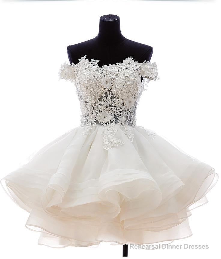 A-Line Off-the-Shoulder Appliques Short White Organza Homecoming Dress 2025 Main image