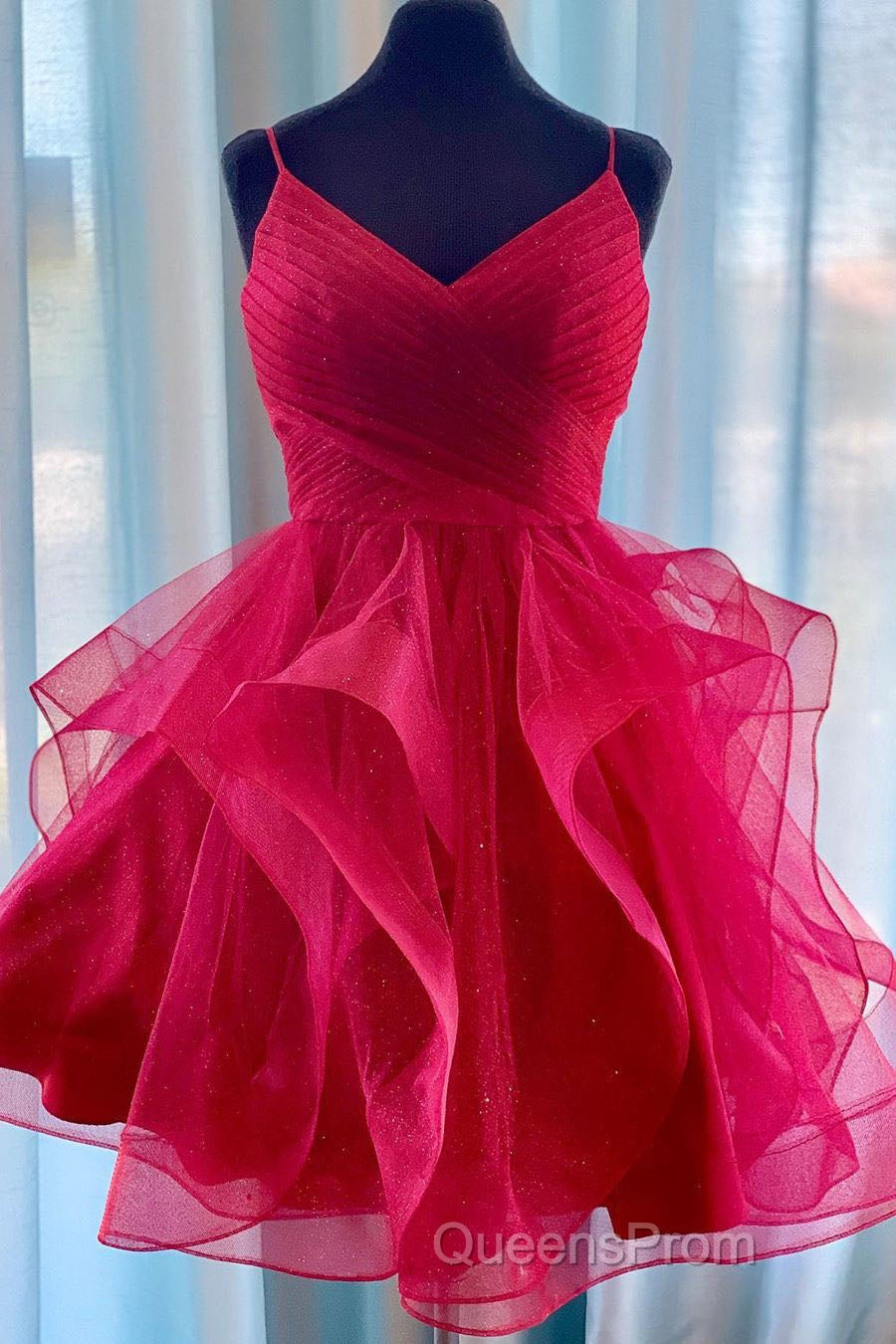 Flounced Blue Homecoming Dress with Side Draping Secondary image