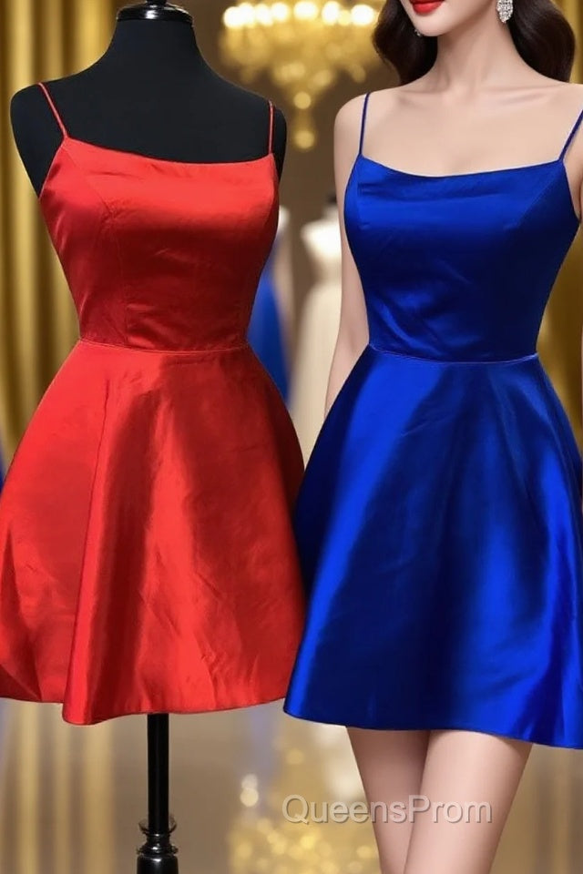 Straps Royal Blue Short Homecoming Dress with Pockets Main image