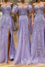 Purple Tulle Lace Long Evening Prom Dress, Purple Tulle Formal Evening Dress