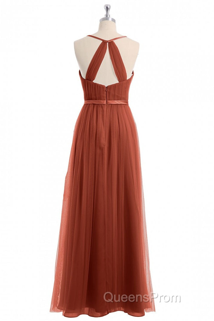 Rust Orange V-Neck Backless A-Line Long Bridesmaid Dress Secondary image