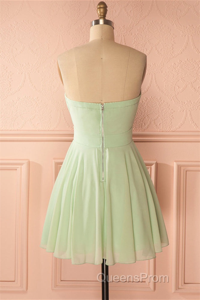 Sage Green Chiffon Strapless A-Line Short Dress Secondary image