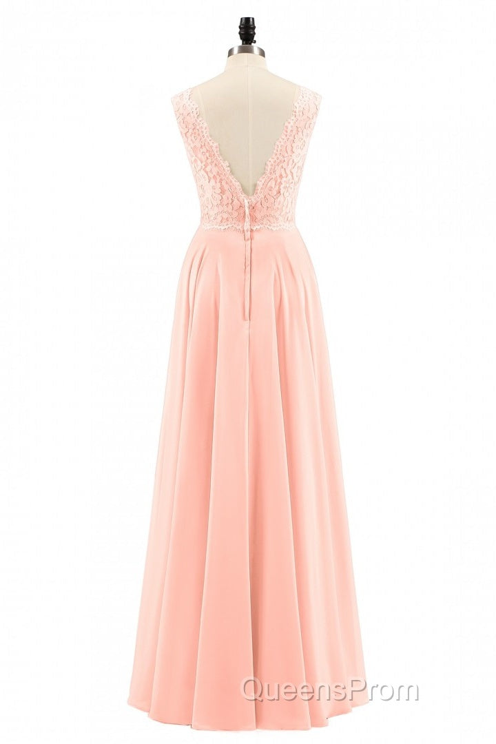 Pearl Pink Backless A-Line Long Bridesmaid Dress Secondary image