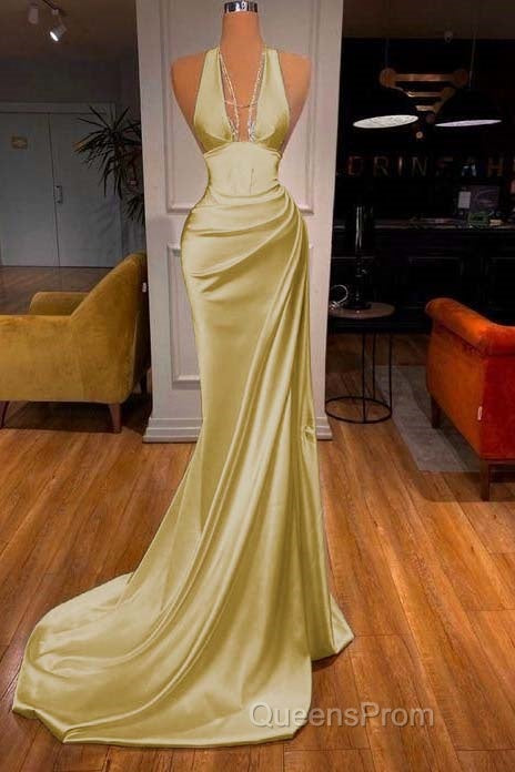 Halter V-Neck Mermaid Evening Prom Dress Elegant