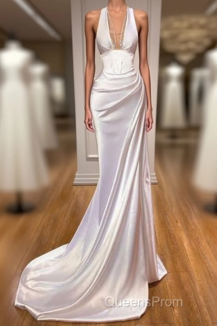 Halter V-Neck Mermaid Evening Prom Dress Elegant