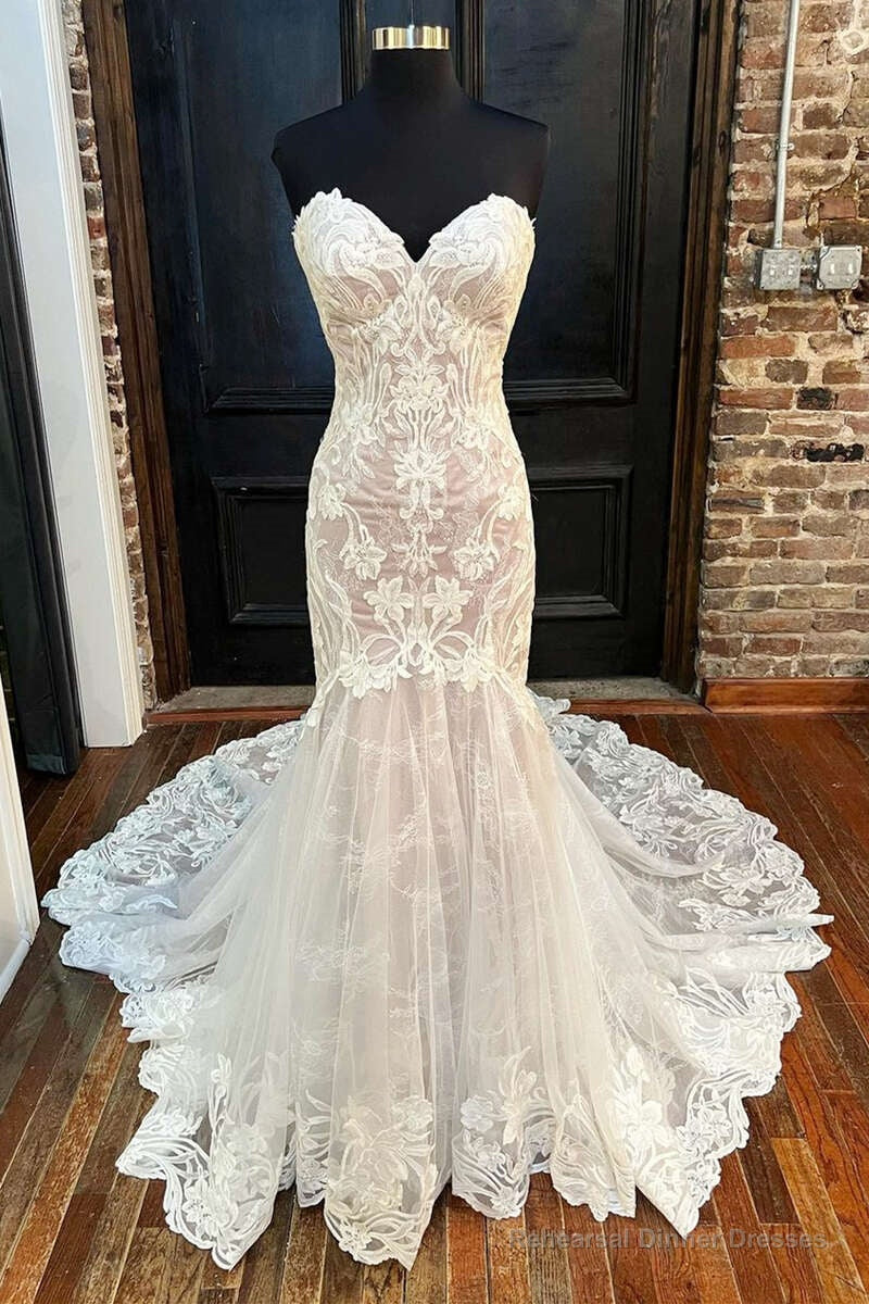 Ivory Strapless Mermaid Long Wedding Dress Main image
