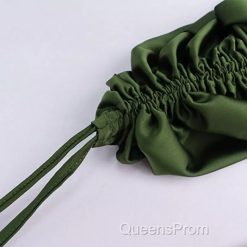 New Satin Green Evening Prom Dress Spaghetti Strap Party Evening Dress