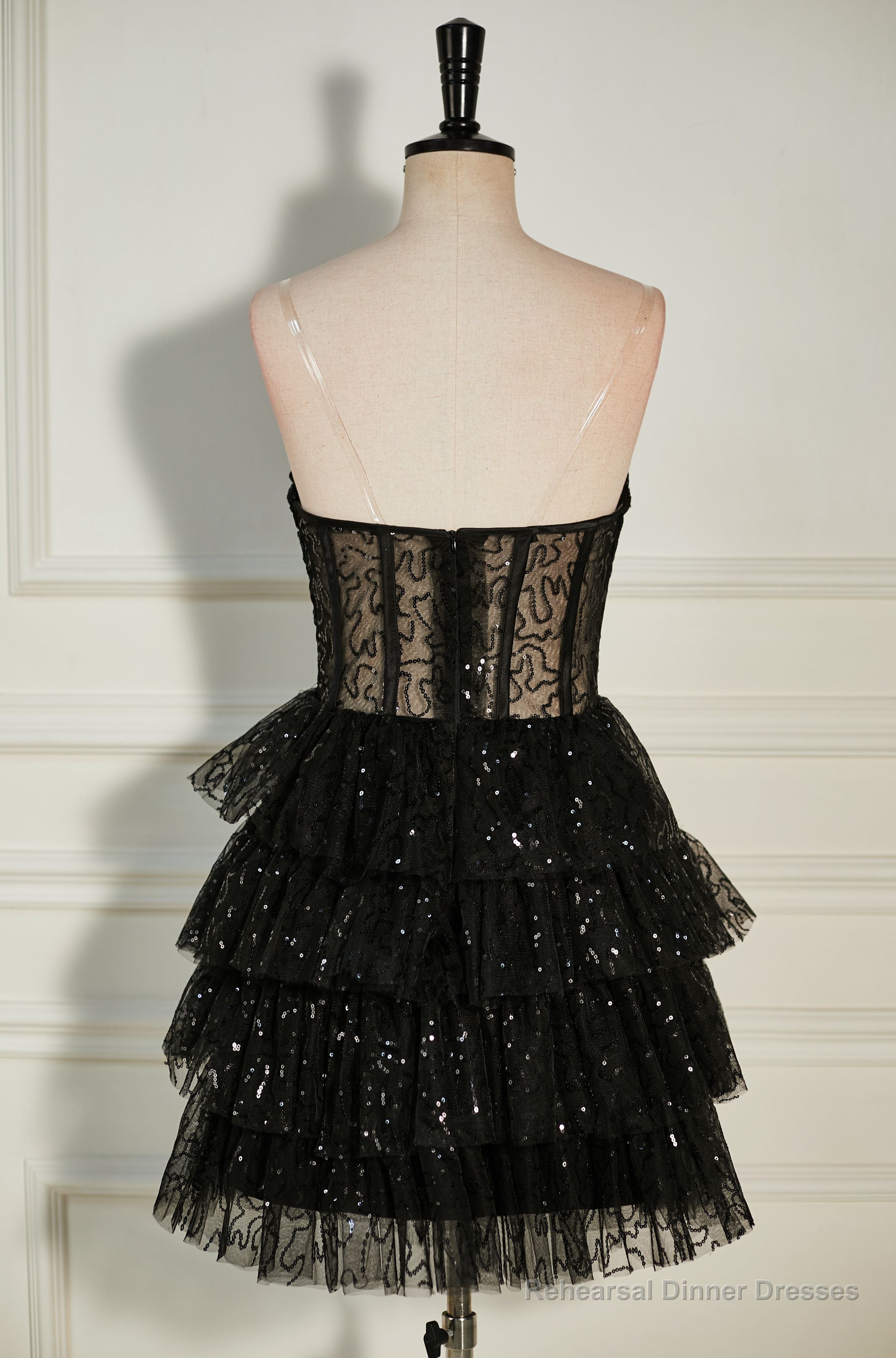 Black Strapless Beaded Multi-Layers Homecoming Dress Secondary image