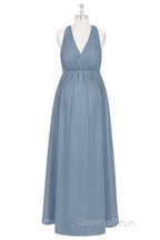 Dusty Blue Halter Backless Maternity Bridesmaid Dress