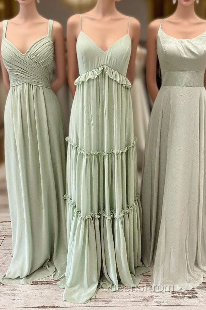 Dusty Sage Mismatch Long Bridesmaid Dress Main image