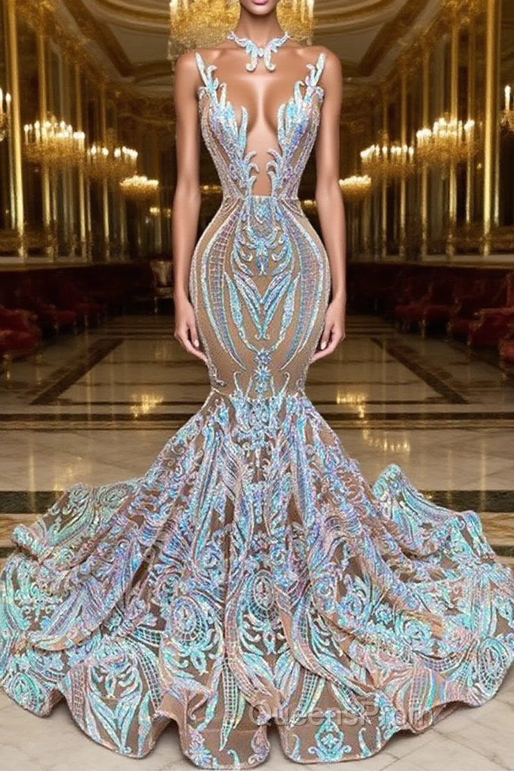 Chic Sequins Mermaid Evening Prom Dress Sparkle Evening Dress On Sale