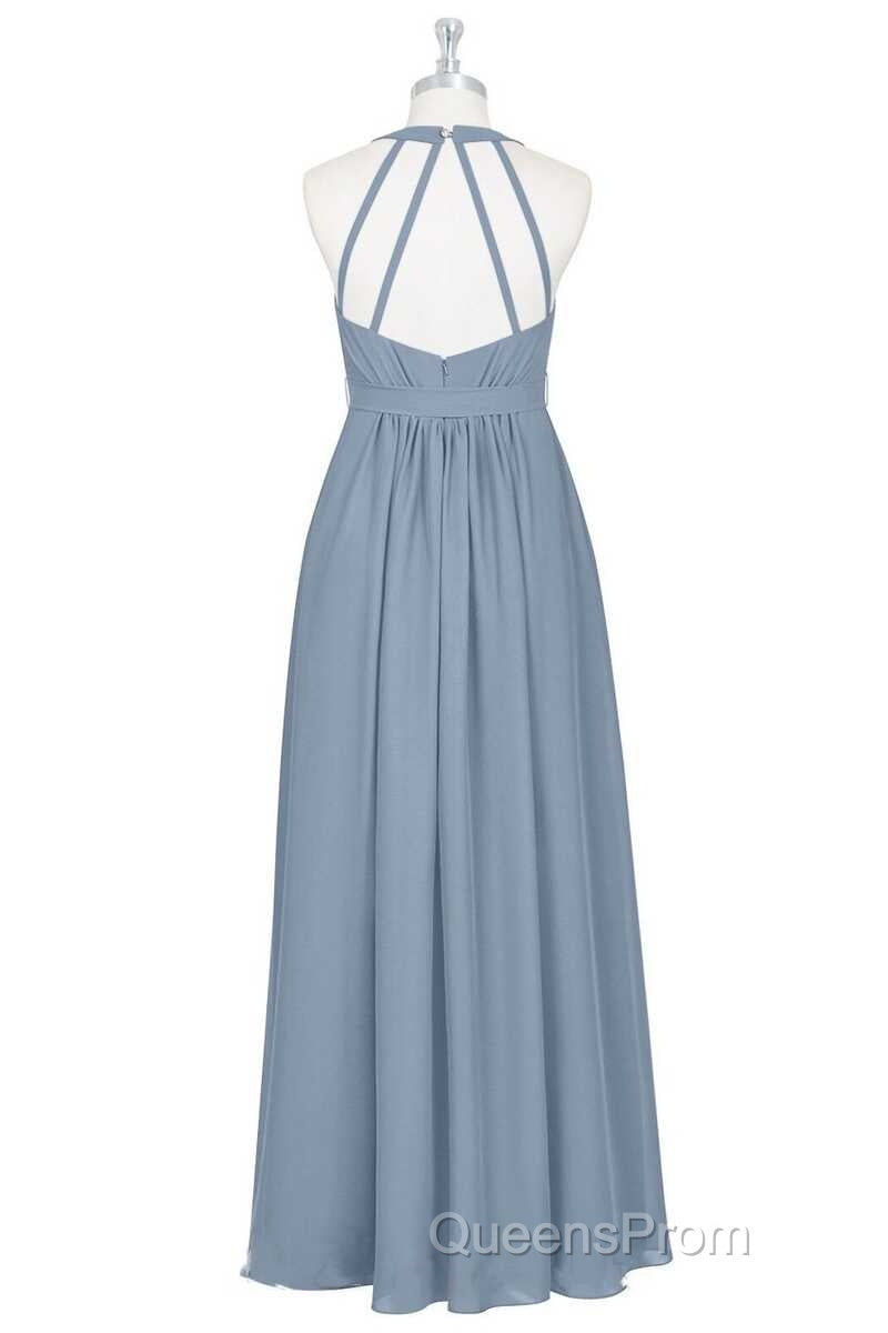 Dusty Blue Halter Backless Maternity Bridesmaid Dress Secondary image