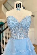 Lavender Illusion Halter Flower Appliques Multi-Layers Long Evening Prom Dress