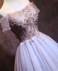 Cute Lace Applique Tulle Short Evening Prom Dress, Homecoming Dress