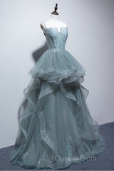 New Arrival Spaghetti Straps Tulle Long Formal Evening Prom Dress, Charming Evening Party Dress