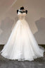 White Lace Long Prom Dresses, A-Line Formal Evening Dresses
