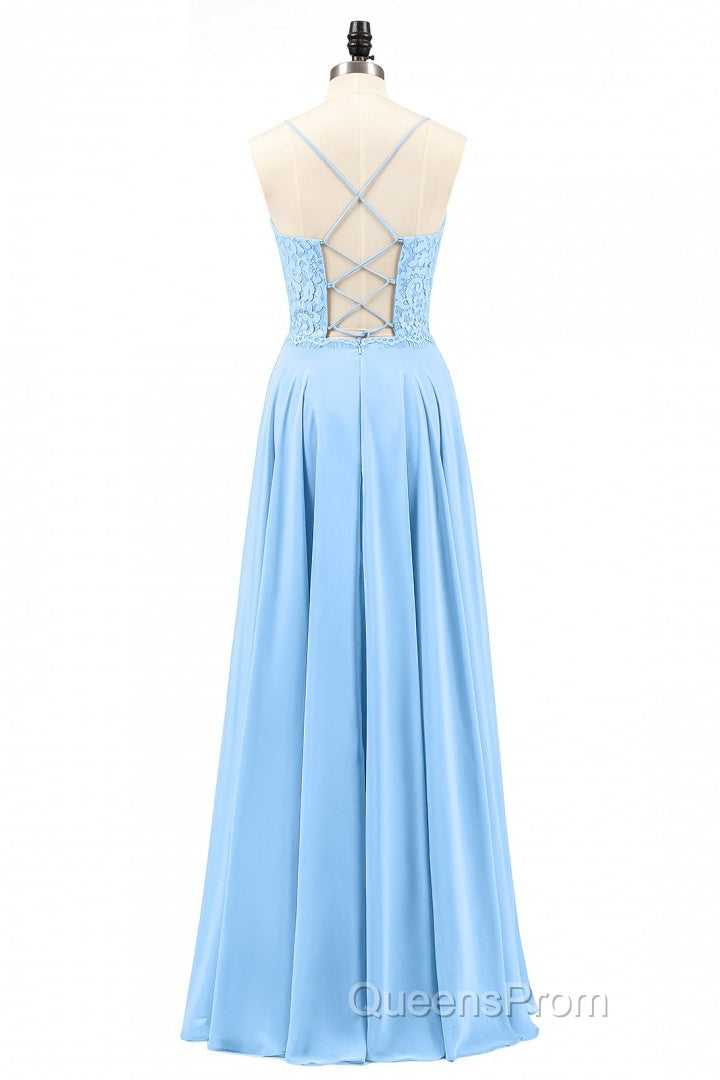 Light Blue Sweetheart Lace-Up A-Line Long Bridesmaid Dress Secondary image