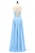 Light Blue Sweetheart Lace-Up A-Line Long Bridesmaid Dress