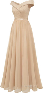 Womens Lace Bridesmaid Dress A-Line Off Shoulder Floral Lace Chiffon Evening Prom Dress
