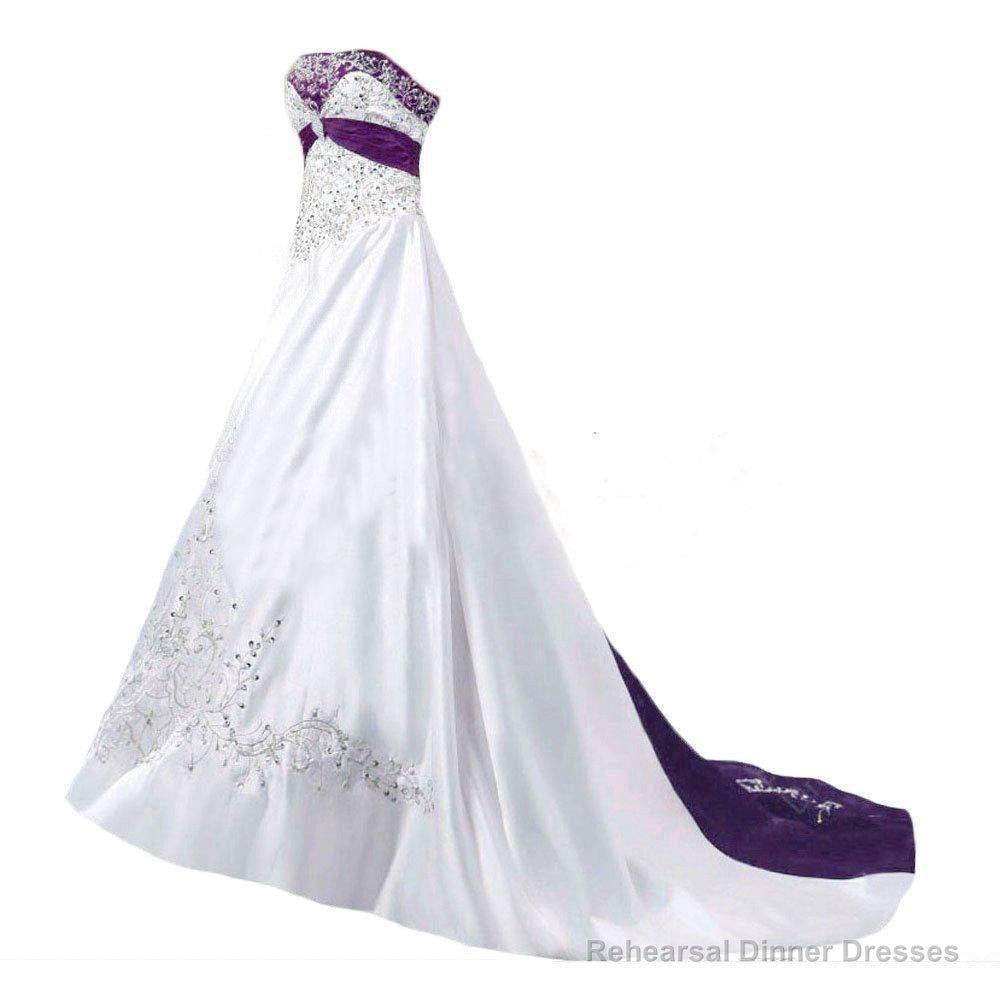 Strapless Satin A-line Embroidery 2025 Wedding Dresses