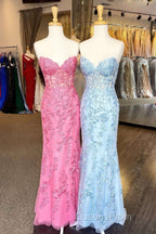 Sweetheart Mermaid Long Evening Prom Dress with Lace Appliques
