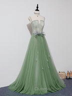 Green Tulle Lace Long Evening Prom Dress, Green Tulle Evening Dress, 3