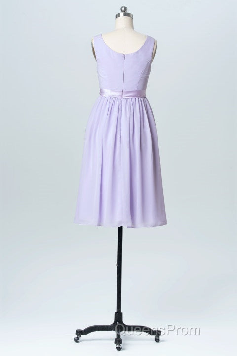 Lavender Crew Neck Tie-Side Short Bridesmaid Dress Secondary image
