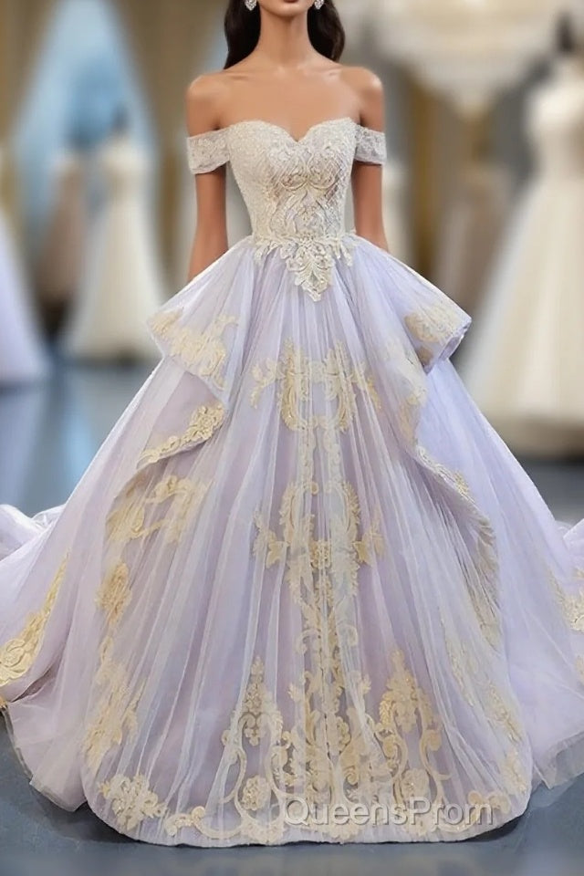 Purple Tulle Lace Long Evening Prom Gown Lace Tulle Long Evening Dress Main image