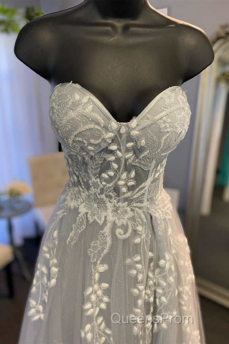 Tulle Floral Lace Sweetheart A-Line Evening Prom Gown Secondary image