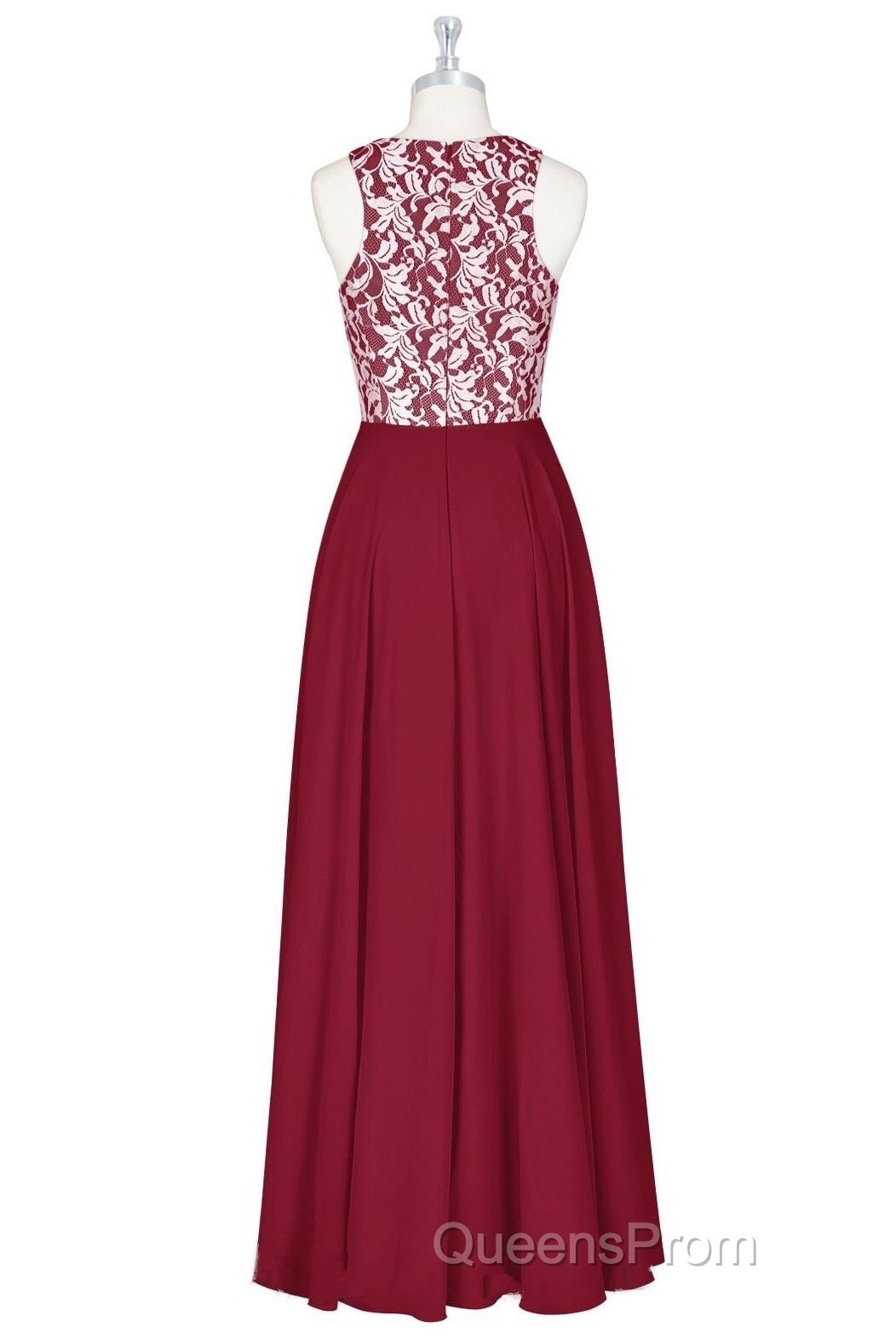 Red Print Sleeveless A-Line Long Bridesmaid Dress Secondary image
