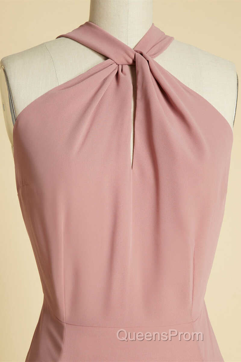 Dusty Pink Twist-Front Backless Long Formal Dress Secondary image