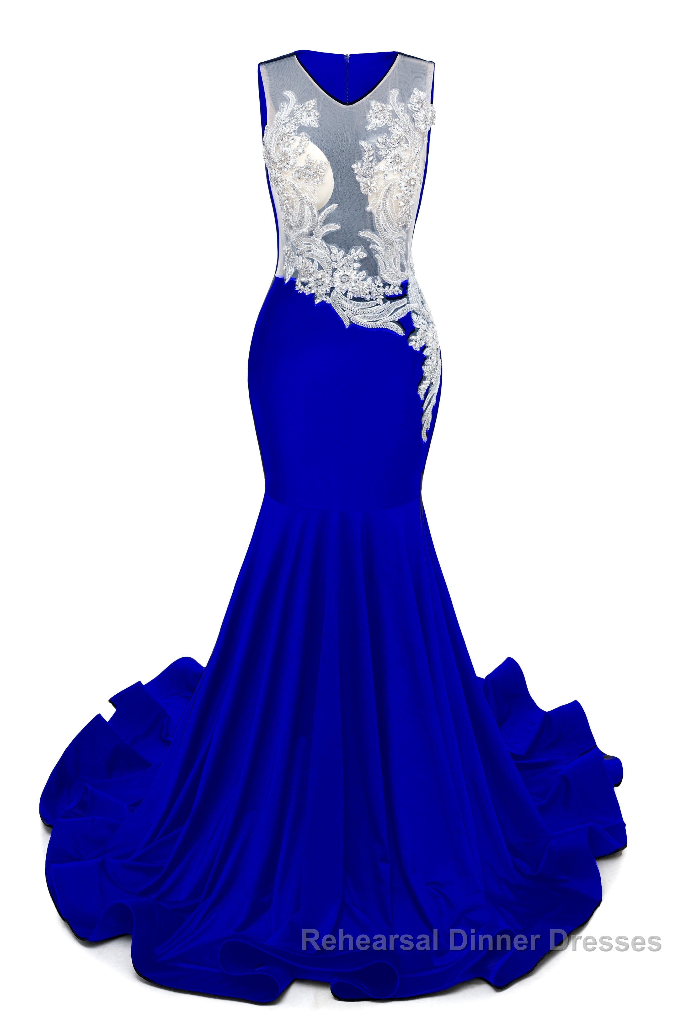 Portrait Trumpet Sweep Train Sleeveless Beading Evening Dresses
