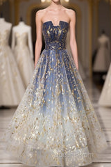 Unique Tulle Lace Long Evening Prom Dress, Tulle Lace Formal Dress, 2