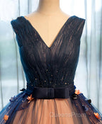 Tulle V Neck Long Evening Prom Gown Tulle Evening Gown