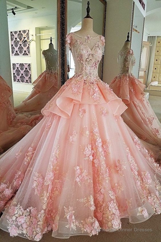 evening dress lace beading ball gown long party formal dress Secondary image