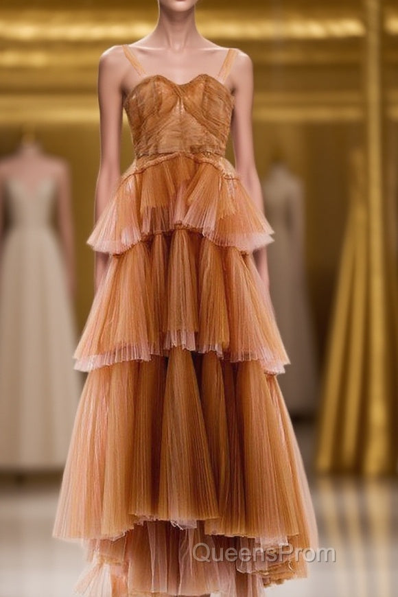 Brown tulle long Evening Prom Dress, evening Dress Main image